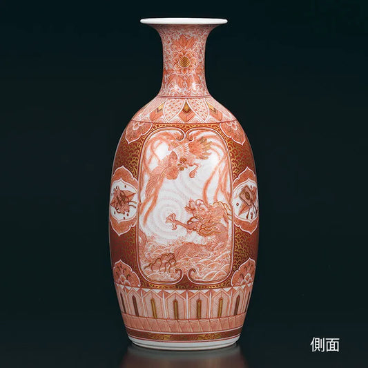 (LIMITED EDITION) KUTANI WARE VASE WITH MITSUMADORI DESIGN / BUZAN FUKUSHIMA