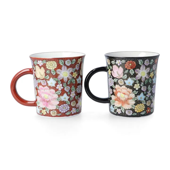 JAPANESE KUTANI WARE PAIR MUG CUPS – HANAZUME FLORAL DESIGN