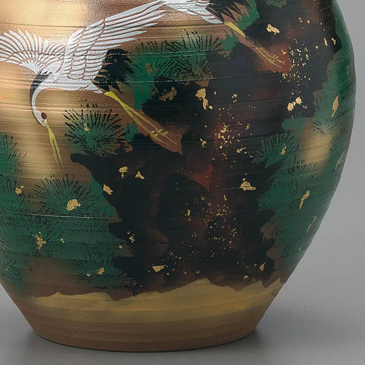 JAPANESE KUTANI WARE VASE – PINE AND CRANE DESIGN