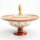 KUTANI PORCELAIN PEDESTAL PLATE – AKA-E KINRAN HANA-KOMON BY TAKAFUMI TAKA, TRADITIONAL JAPANESE TABLEWARE