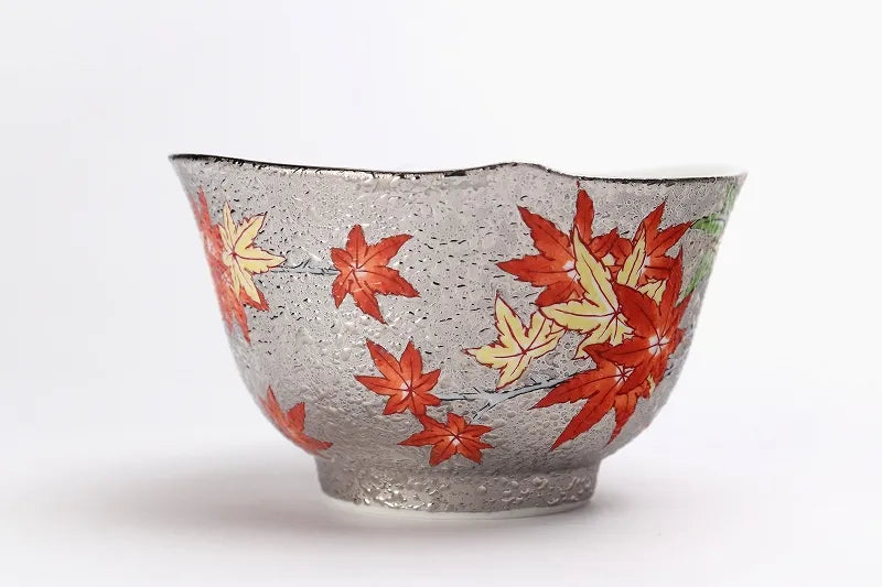 ARITA WARE “PLATINUM MAPLE” COFFEE CUP & SAUCER – KINRYU KILN | JAPANESE PORCELAIN WITH WOODEN BOX