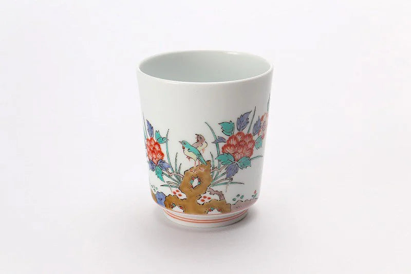 JAPANESE YUNOMI TEA CUP BOTAN CHOMON GUMI / ARITA WARE BY KAKIEMON