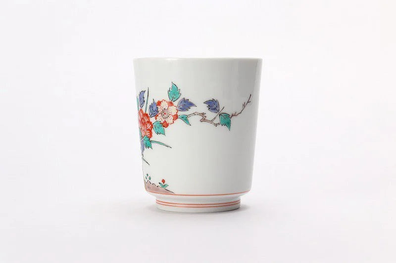 JAPANESE YUNOMI TEA CUP BOTAN CHOMON GUMI / ARITA WARE BY KAKIEMON