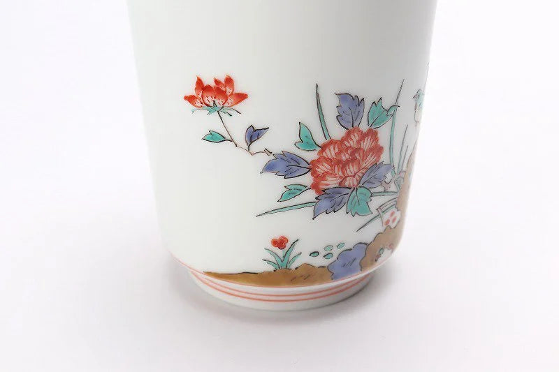 JAPANESE YUNOMI TEA CUP BOTAN CHOMON GUMI / ARITA WARE BY KAKIEMON