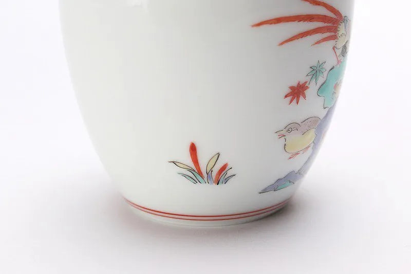 ARITA WARE NATSUME-SHAPED SINGLE FLOWER VASE – PLUM AND BIRD DESIGN / KAKIEMON KILN
