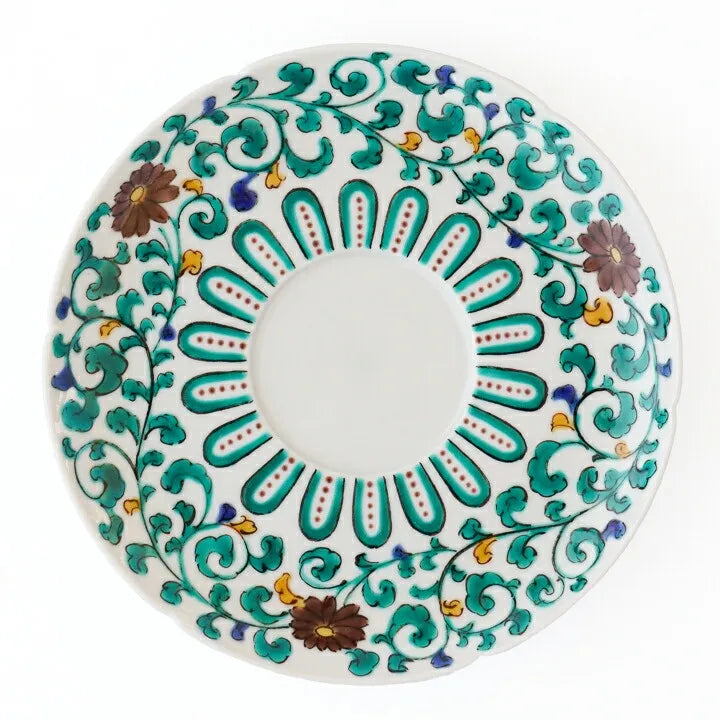 KUTANI WARE CUP & SAUCER COFFEE CUP KARAKUSA MON /TAMEKICHI MITSUI