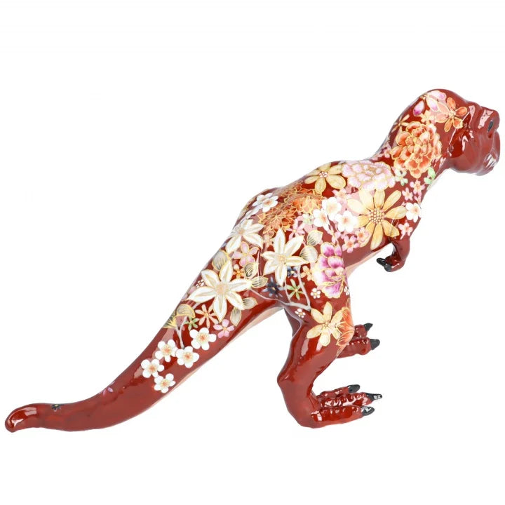 KUTANI WARE FIGURINE TYRANNOSAURUS AKA HANAZUME BY YUKIO NISHI