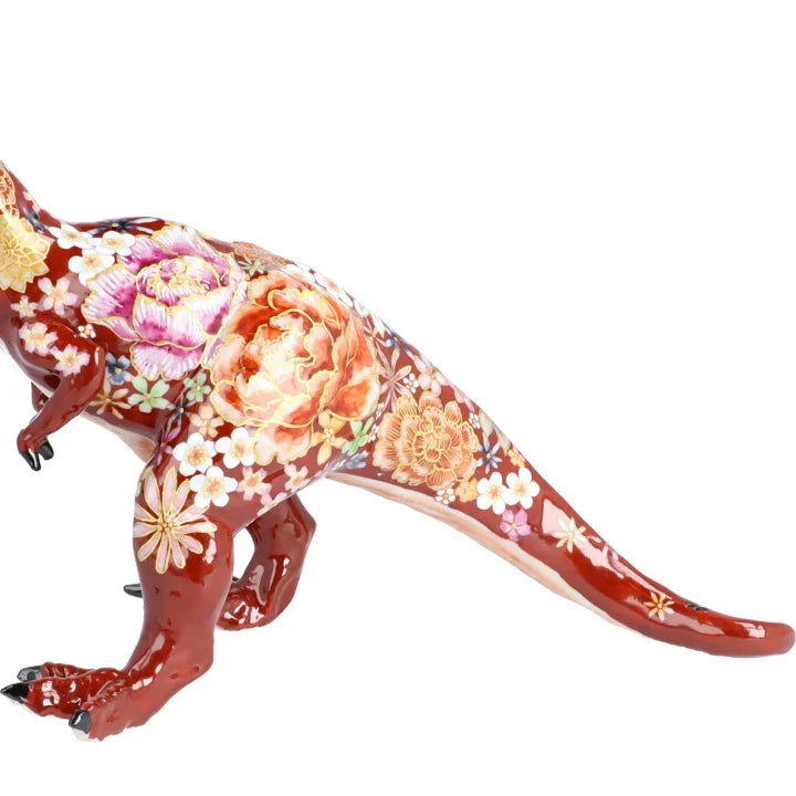 KUTANI WARE FIGURINE TYRANNOSAURUS AKA HANAZUME BY YUKIO NISHI