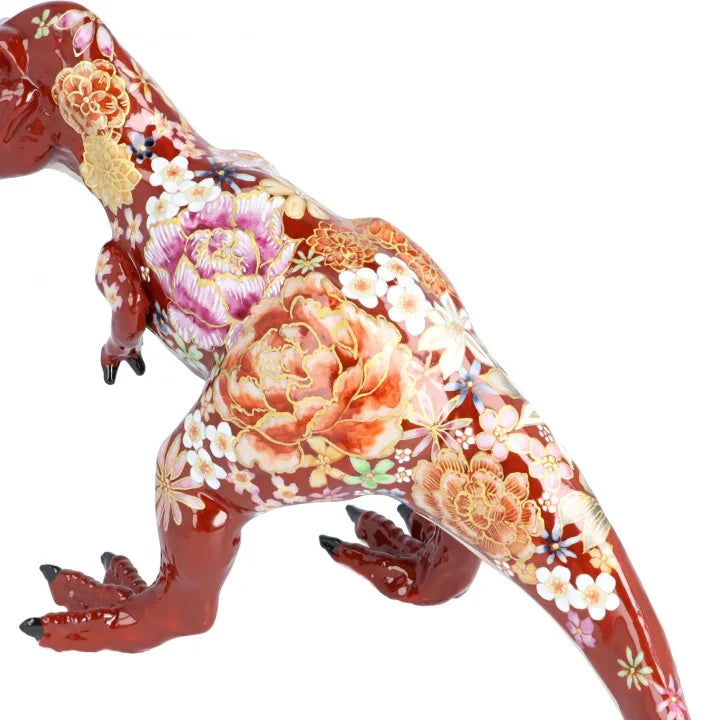 KUTANI WARE FIGURINE TYRANNOSAURUS AKA HANAZUME BY YUKIO NISHI