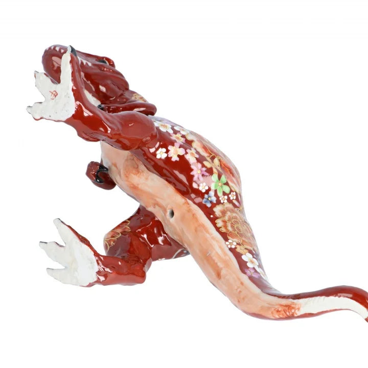 KUTANI WARE FIGURINE TYRANNOSAURUS AKA HANAZUME BY YUKIO NISHI