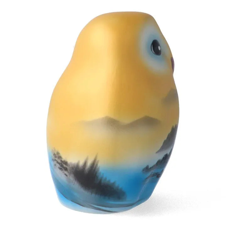 KUTANI OWL FIGURINE GOLD-PAINTED LANDSCAPE (WITH STAND & NAMEPLATE)