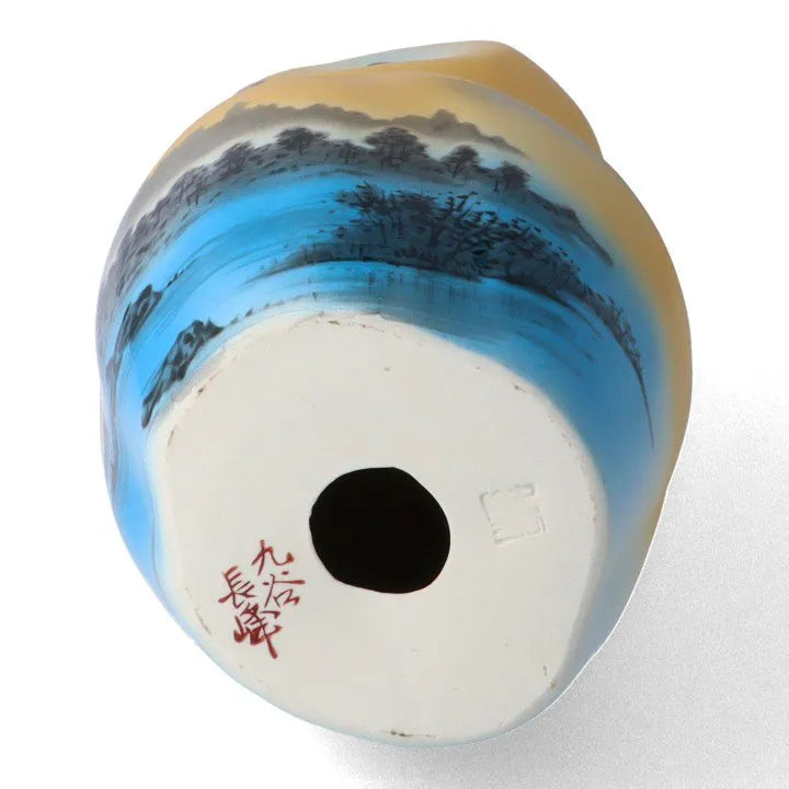 KUTANI OWL FIGURINE GOLD-PAINTED LANDSCAPE (WITH STAND & NAMEPLATE)