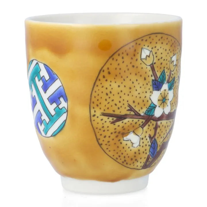 KUTANI WARE YUNOMI TEACUP – YOSHIDAYA STYLE SAKURA DESIGN BY TAISHI KILN