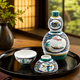KUTANI WARE HALF SAKE SET (TOKKURI & SAKE CUPS) “PURPLE KOMON” / TAMEKICHI MITSUI