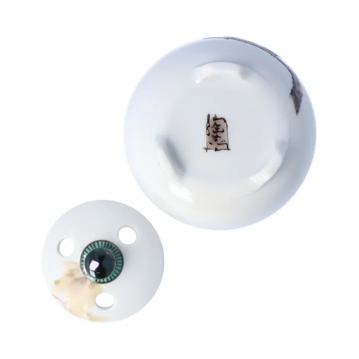 KUTANI WARE MINI INCENSE BURNER “SPARROWS AND CHERRY BLOSSOMS” BY TOSHITO NAKAMURA (WOODEN BOX INCLUDED)