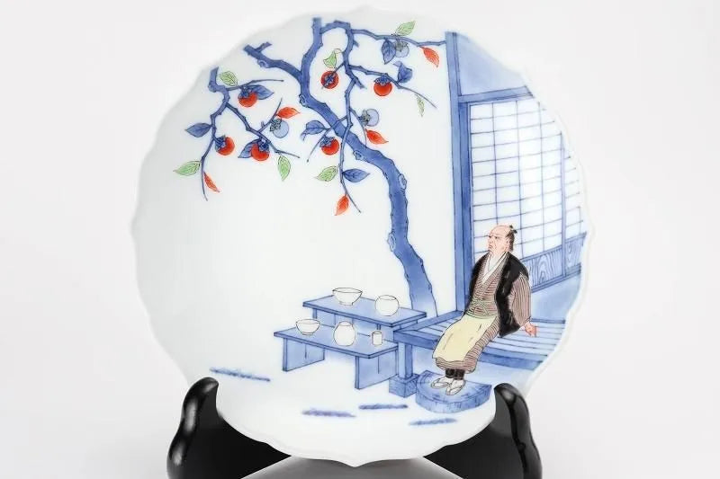 ARITA WARE DECORATIVE PLATE “KIKYO RIM SHODAI PATTERN” – KAKIEMON KILN (6-INCH)