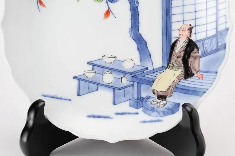 ARITA WARE DECORATIVE PLATE “KIKYO RIM SHODAI PATTERN” – KAKIEMON KILN (6-INCH)