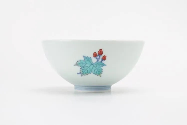 ARITA WARE JAPANESE RICE BOWL “AOI FLORAL DESIGN” / IMAEMON KILN