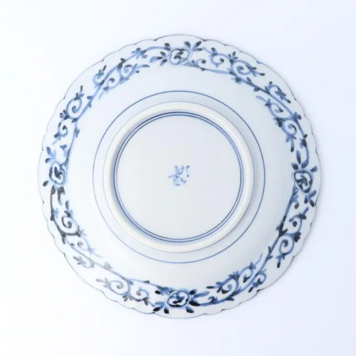 KUTANI WARE FLAT MUKOZUKE PLATE – IROE MARUMON SHONZUI STYLE BY CHOZA YAMAMOTO | JAPANESE HAND-PAINTED SERVING DISH | WOODEN BOX INCLUDED