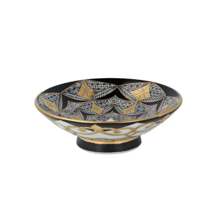 JAPANESE SAKAZUKI KUTANI GOLD AND PLATINUM FINE-LINE DECORATION/ SHUNJIRO ISHITOMI