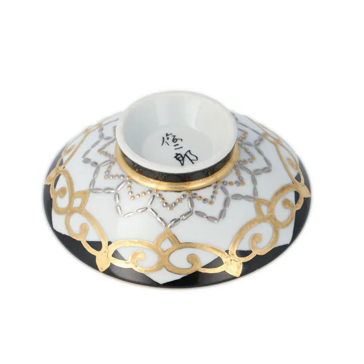 JAPANESE SAKAZUKI KUTANI GOLD AND PLATINUM FINE-LINE DECORATION/ SHUNJIRO ISHITOMI