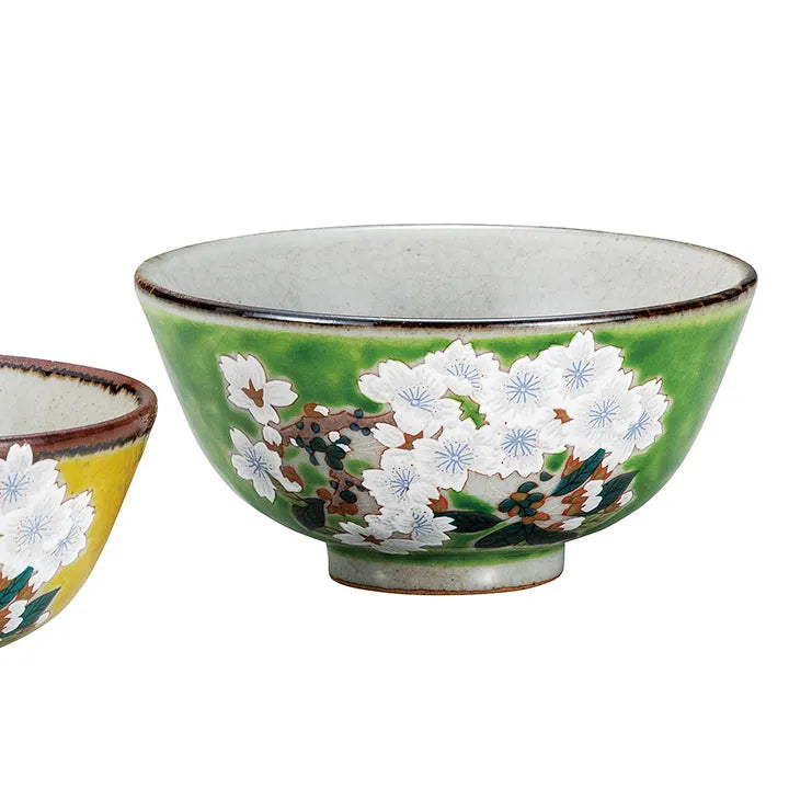 KUTANI WARE JAPASNESE PAIR RICE BOWLS “SAKURA”