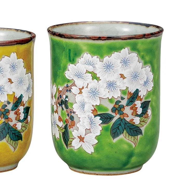 JAPANESE KUTANI PORCELAIN YUNOMI TEA CUP SET – SAKURA (CHERRY BLOSSOM) DESIGN