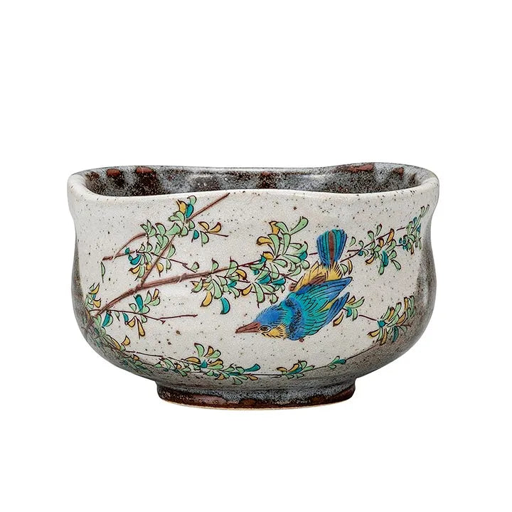KUTANI WARE MATCHA BOWL – HANDCRAFTED JAPANESE TEA CEREMONY CHAWAN ‘KINGFISHER