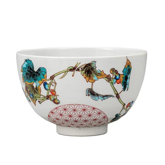 KUTANI WARE MATCHA BOWL – HANDCRAFTED JAPANESE TEA CEREMONY CHAWAN ‘WILD GRAPE
