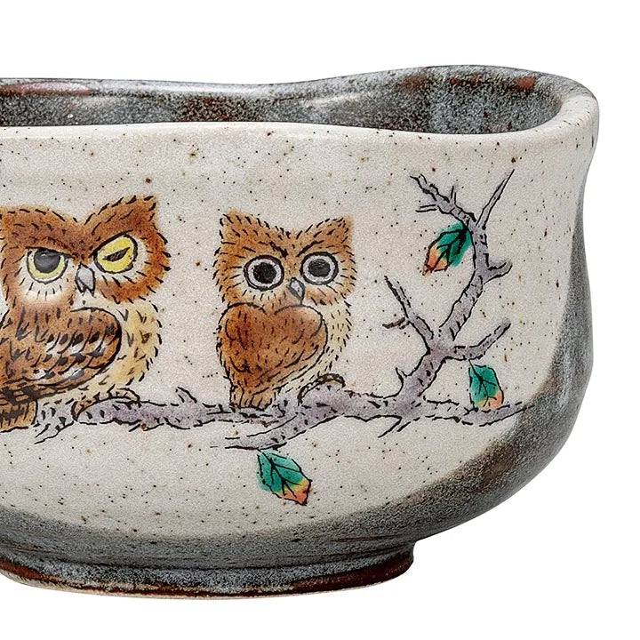 KUTANI WARE MATCHA BOWL – HANDCRAFTED JAPANESE TEA CEREMONY CHAWAN ‘OWL