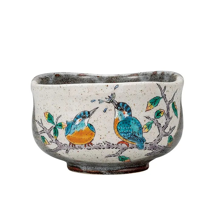 KUTANI WARE MATCHA BOWL – HANDCRAFTED JAPANESE TEA CEREMONY CHAWAN ‘KINGFISHER