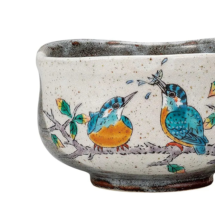 KUTANI WARE MATCHA BOWL – HANDCRAFTED JAPANESE TEA CEREMONY CHAWAN ‘KINGFISHER