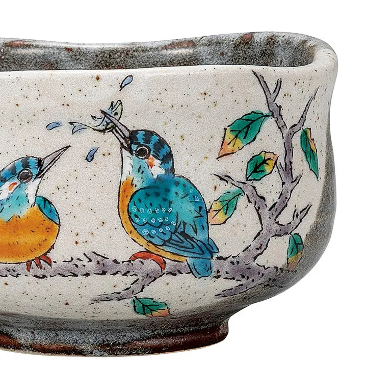KUTANI WARE MATCHA BOWL – HANDCRAFTED JAPANESE TEA CEREMONY CHAWAN ‘KINGFISHER