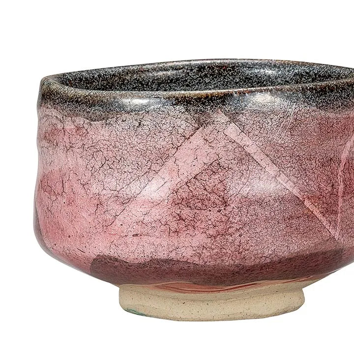 UTANI MATCHA TEA BOWL – PEACH PINK & SILVER GLAZE, HANDCRAFTED JAPANESE CHAWAN (WOODEN BOX)