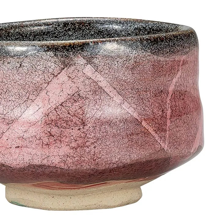 UTANI MATCHA TEA BOWL – PEACH PINK & SILVER GLAZE, HANDCRAFTED JAPANESE CHAWAN (WOODEN BOX)