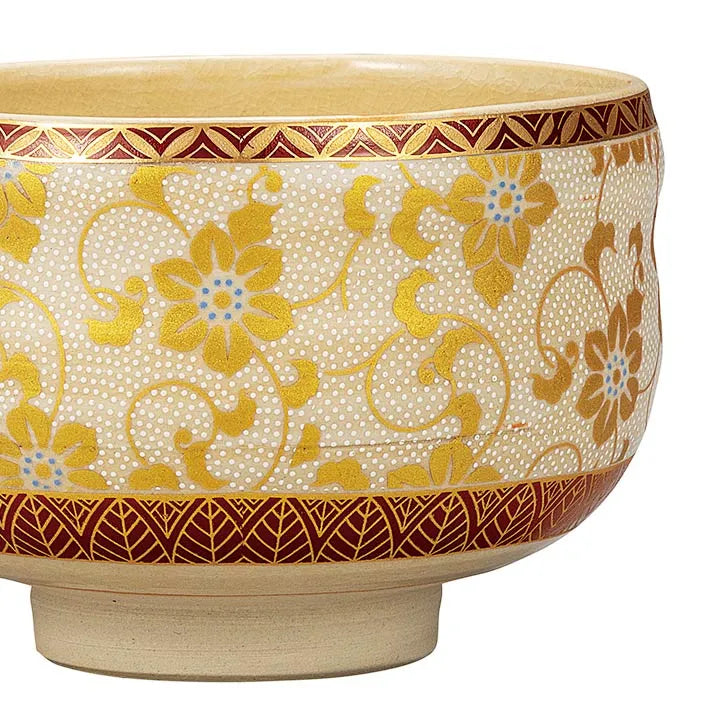 KUTANI WARE MATCHA BOWL CHAWAN SHIROCHIBU TESSEN