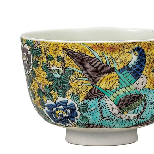 KUTANI WARE MATCHA BOWL “YOSHIDAYA KINKEI (GOLDEN PHEASANT)”