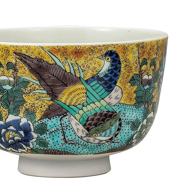 KUTANI WARE MATCHA BOWL “YOSHIDAYA KINKEI (GOLDEN PHEASANT)”
