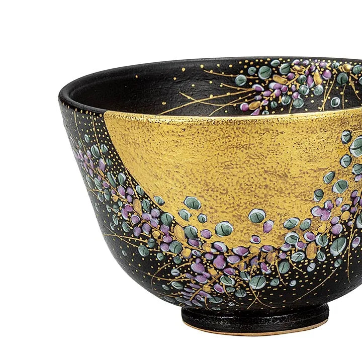 KUTANI JAPANESE MATCHA BOWL REAL GOLD HAGI / YOSHINORI FUKUDA