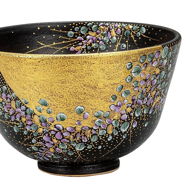 KUTANI JAPANESE MATCHA BOWL REAL GOLD HAGI / YOSHINORI FUKUDA
