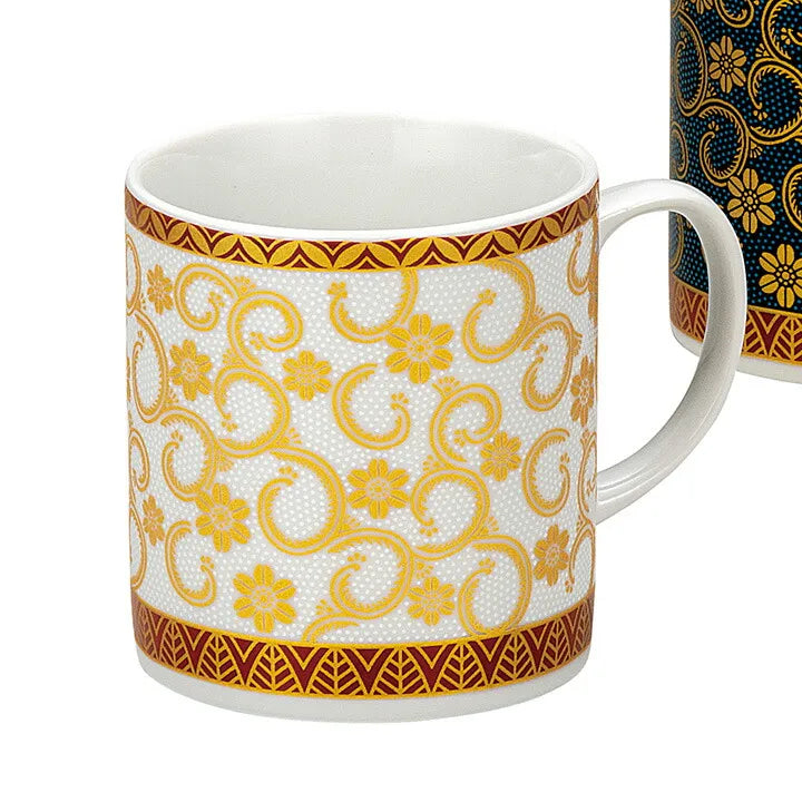 KUTANI PAIR OF MUGS BLUE AND WHITE RAISED DOTS