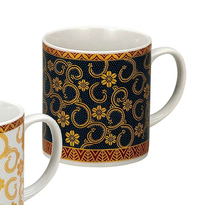 KUTANI PAIR OF MUGS BLUE AND WHITE RAISED DOTS