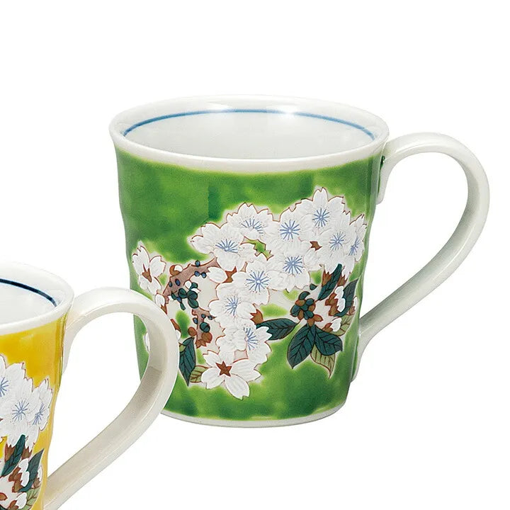 KUTANI WARE PORCELAIN PAIR MUGS – SAKURA (CHERRY BLOSSOM) MOTIF