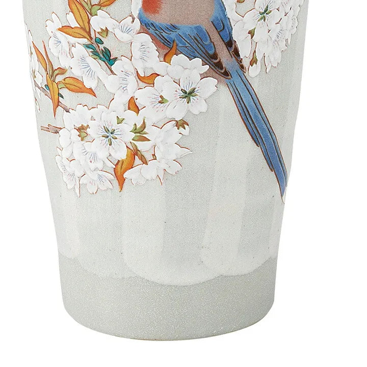 JAPANESE KUTANI PORCELAIN FREE CUP – BIRD & WILD CHERRY BLOSSOM DESIGN