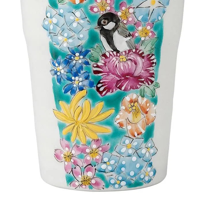 KUTANI WARE FREE CUP LITTLE BIRD FLORAL PATTERN BY ATSUKO SHINKAWA – (GIFT BOXED )
