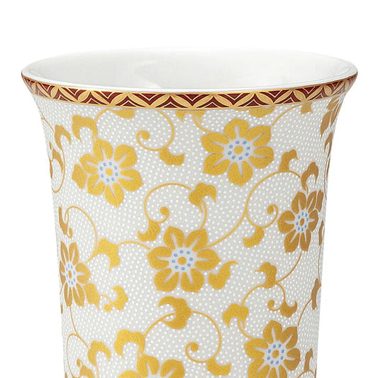 KUTANI WARE FREE CUP WHITE TETSUSEN WITH RAISED ENAMEL