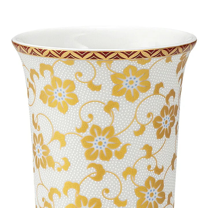 KUTANI WARE FREE CUP WHITE TETSUSEN WITH RAISED ENAMEL