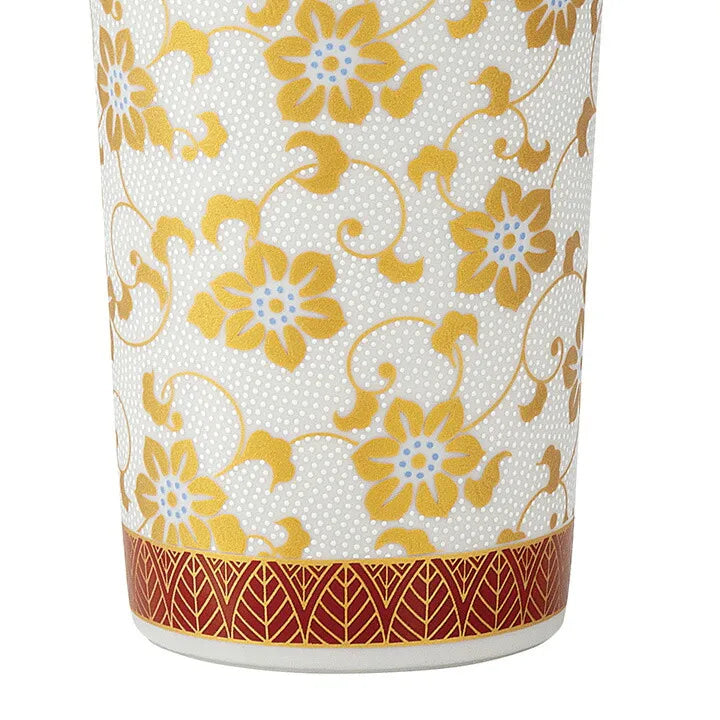 KUTANI WARE FREE CUP WHITE TETSUSEN WITH RAISED ENAMEL