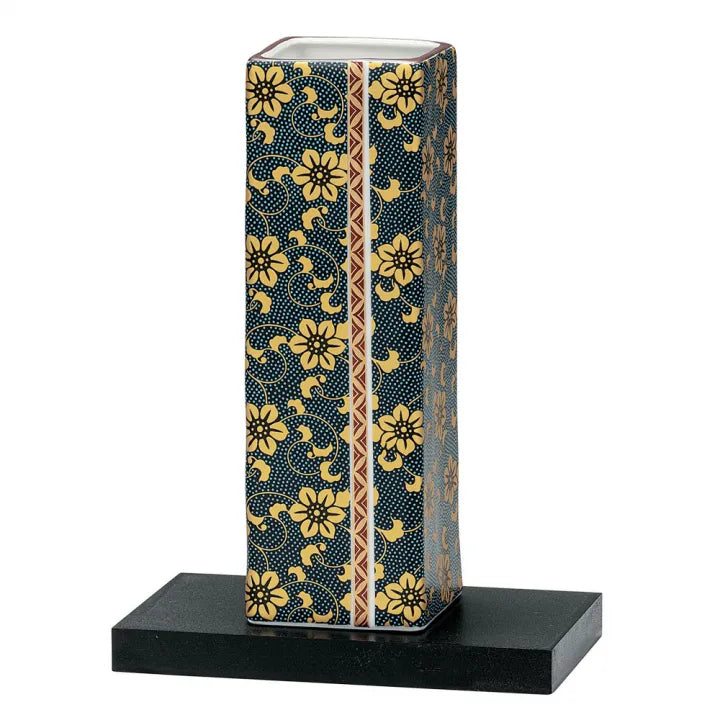 KUTANI WARE VASE – AOCHIBU TESSEN (CLEMATIS) WITH STAND