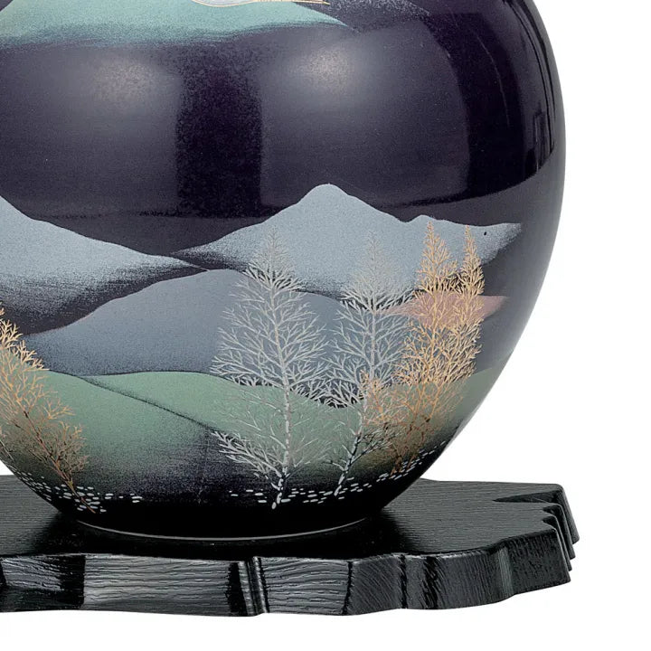 CRANES IN MOUNTAIN GROVE (WITH STAND) KUTANI JAPANESE FLOWER VASE